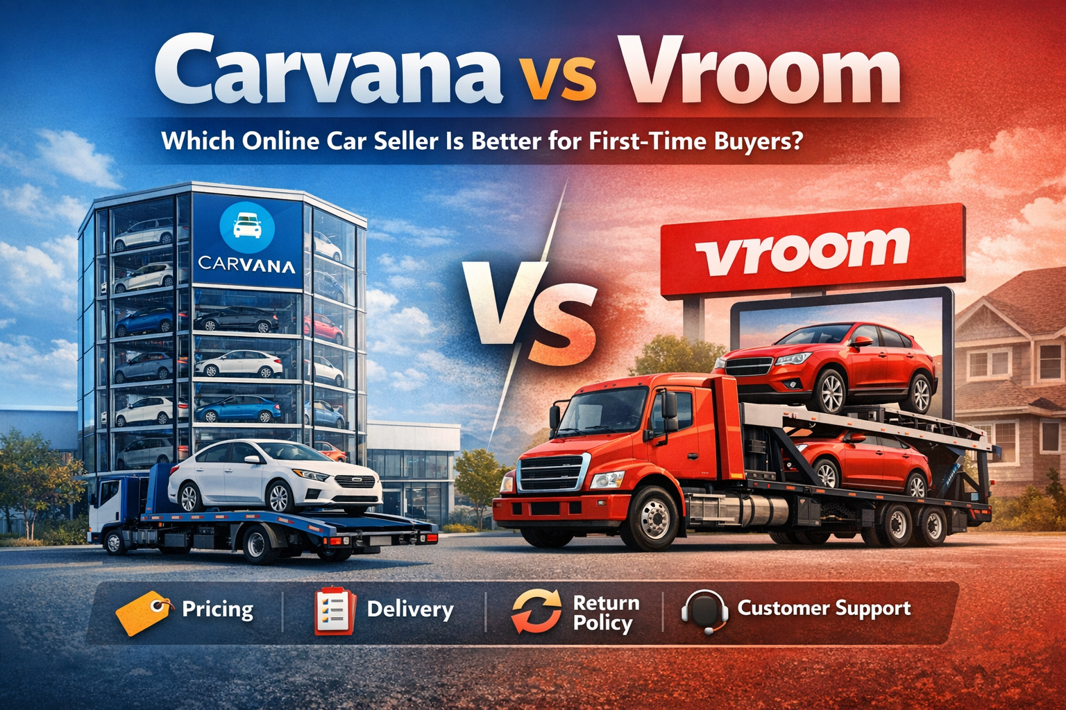Carvana vs Vroom online car buying comparison for first-time buyers